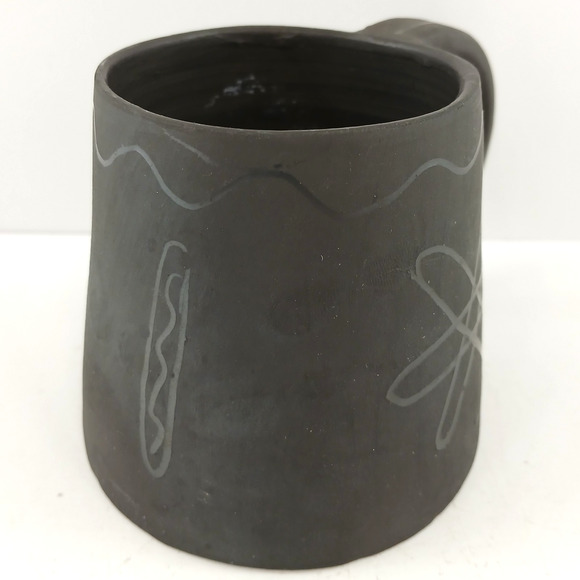 Black Ceramic Mug Det Gamle Pottemageri Denmark Atomic Starburst Pottery Cup MCM - Picture 1 of 8